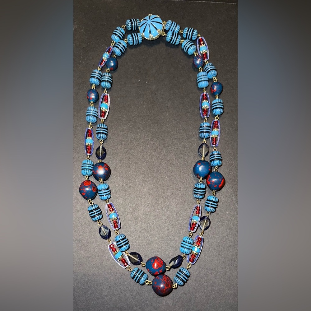 Mid Century West German Two Strand Necklace.